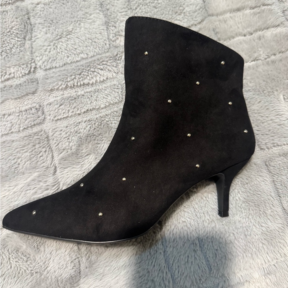 Maurices Black Suede Pointed Studded Ankle Boot